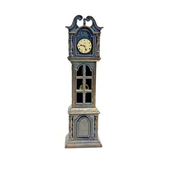 Vtg Die-Cast Metal 3.75" Miniature Grandfather Clock Pencil Sharpener Hong Kong - Picture 1 of 6
